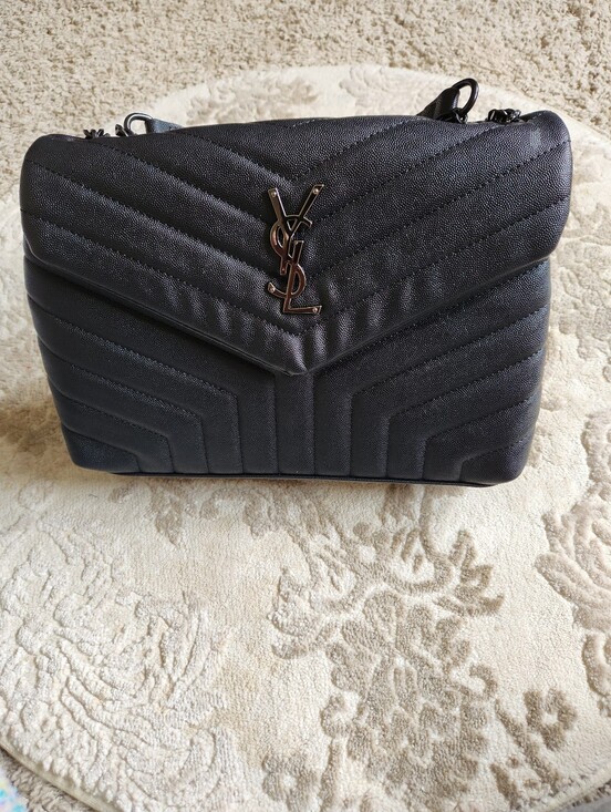 Saint Laurent Handbags - Saint Laurent Black Chevron Quilted Chain Crossbody Bag